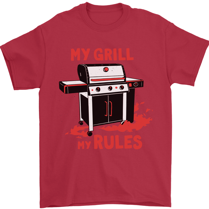 My Grill My Rules Funny BBQ Mens T-Shirt 100% Cotton Red