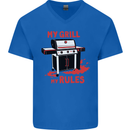 My Grill My Rules Funny BBQ Mens V-Neck Cotton T-Shirt Royal Blue