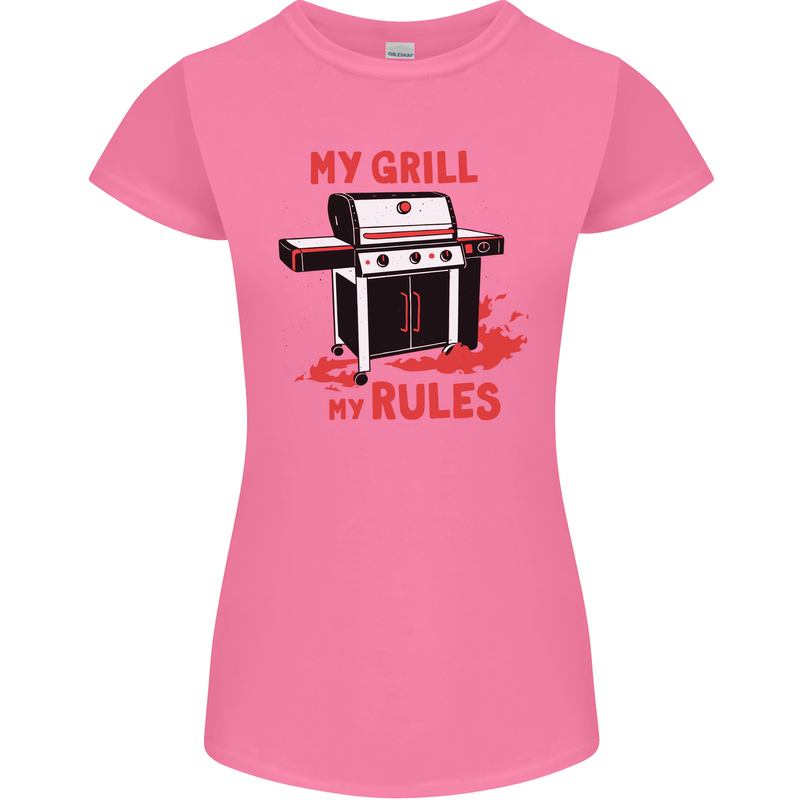 My Grill My Rules Funny BBQ Womens Petite Cut T-Shirt Azalea