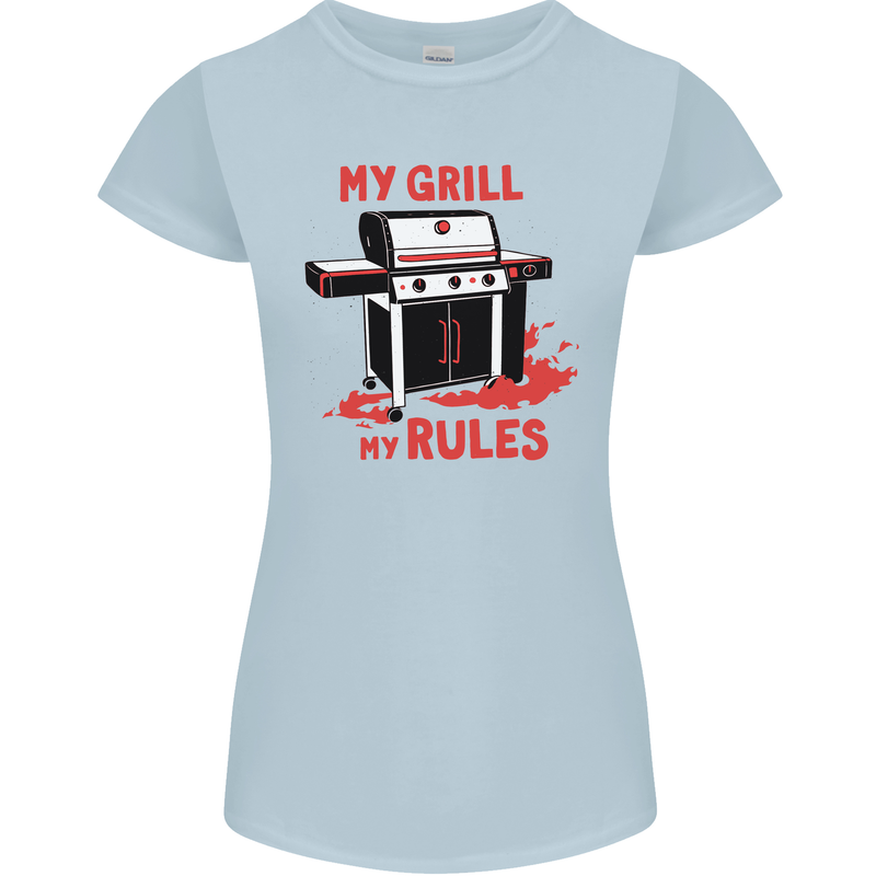 My Grill My Rules Funny BBQ Womens Petite Cut T-Shirt Light Blue