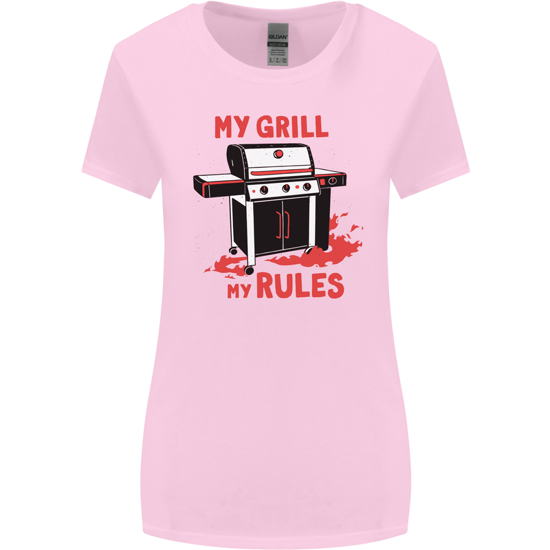 My Grill My Rules Funny BBQ Womens Wider Cut T-Shirt Light Pink
