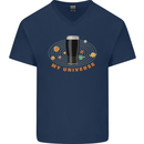 My Guiness Universe Mens V-Neck Cotton T-Shirt Navy Blue