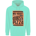 My Heart Belongs to Dogs & Pizza Funny Childrens Kids Hoodie Peppermint