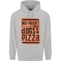 My Heart Belongs to Dogs & Pizza Funny Childrens Kids Hoodie Sports Grey