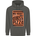 My Heart Belongs to Dogs & Pizza Funny Childrens Kids Hoodie Storm Grey