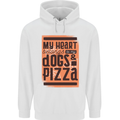 My Heart Belongs to Dogs & Pizza Funny Childrens Kids Hoodie White