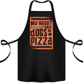 My Heart Belongs to Dogs & Pizza Funny Cotton Apron 100% Organic Black