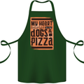 My Heart Belongs to Dogs & Pizza Funny Cotton Apron 100% Organic Forest Green