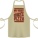 My Heart Belongs to Dogs & Pizza Funny Cotton Apron 100% Organic Khaki