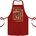 My Heart Belongs to Dogs & Pizza Funny Cotton Apron 100% Organic Maroon