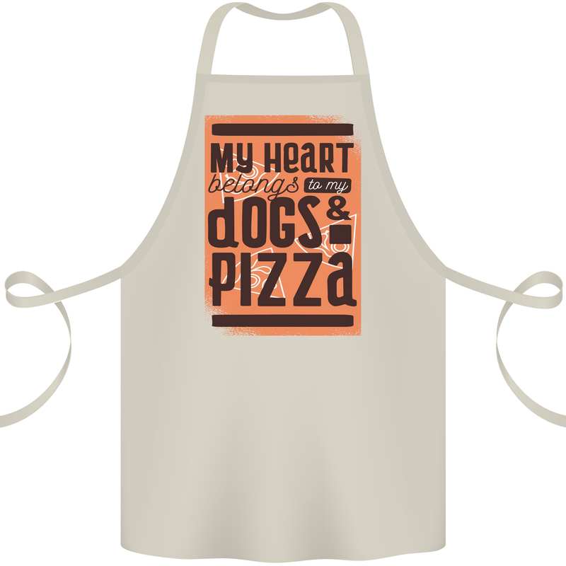 My Heart Belongs to Dogs & Pizza Funny Cotton Apron 100% Organic Natural