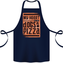 My Heart Belongs to Dogs & Pizza Funny Cotton Apron 100% Organic Navy Blue