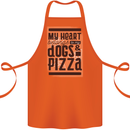 My Heart Belongs to Dogs & Pizza Funny Cotton Apron 100% Organic Orange