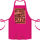 My Heart Belongs to Dogs & Pizza Funny Cotton Apron 100% Organic Pink