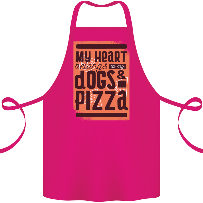 My Heart Belongs to Dogs & Pizza Funny Cotton Apron 100% Organic Pink
