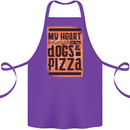 My Heart Belongs to Dogs & Pizza Funny Cotton Apron 100% Organic Purple