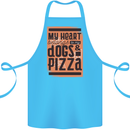 My Heart Belongs to Dogs & Pizza Funny Cotton Apron 100% Organic Turquoise