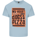 My Heart Belongs to Dogs & Pizza Funny Kids T-Shirt Childrens Light Blue