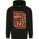 My Heart Belongs to Dogs & Pizza Funny Mens 80% Cotton Hoodie Black