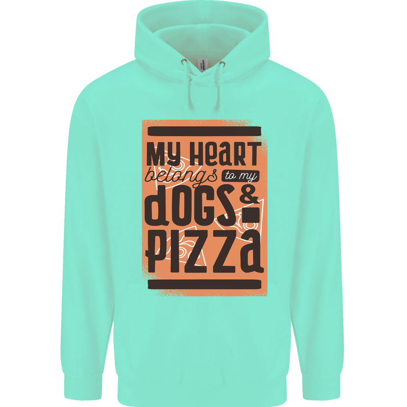 My Heart Belongs to Dogs & Pizza Funny Mens 80% Cotton Hoodie Peppermint