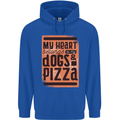 My Heart Belongs to Dogs & Pizza Funny Mens 80% Cotton Hoodie Royal Blue