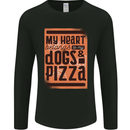 My Heart Belongs to Dogs & Pizza Funny Mens Long Sleeve T-Shirt Black