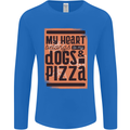 My Heart Belongs to Dogs & Pizza Funny Mens Long Sleeve T-Shirt Royal Blue