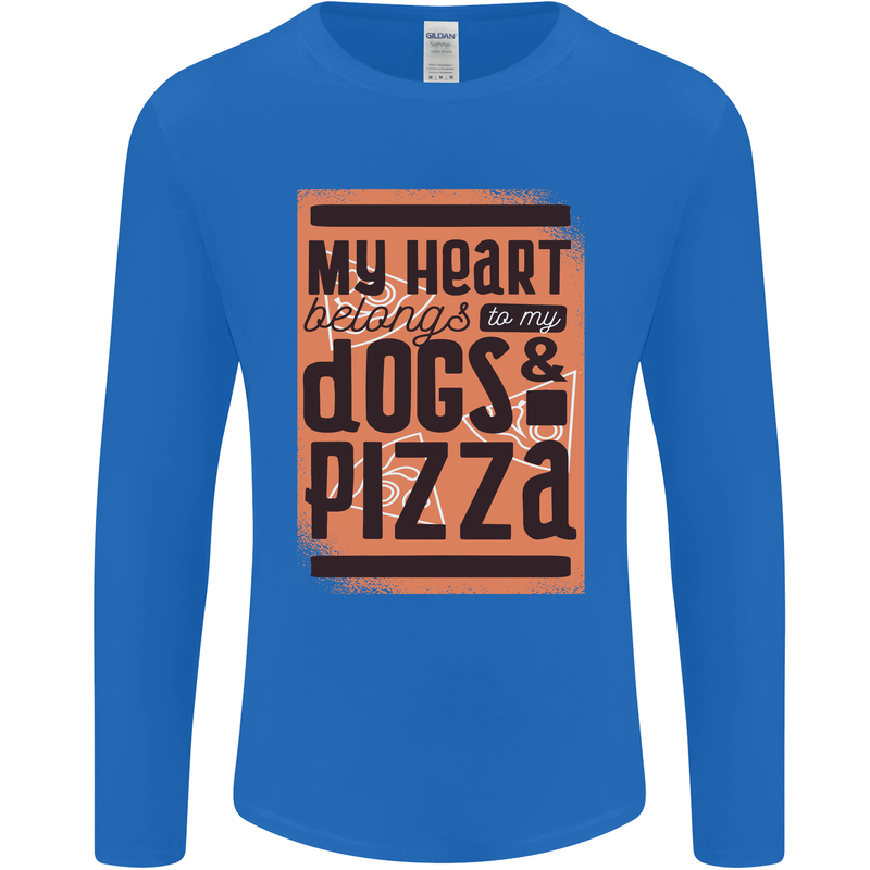 My Heart Belongs to Dogs & Pizza Funny Mens Long Sleeve T-Shirt Royal Blue