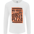 My Heart Belongs to Dogs & Pizza Funny Mens Long Sleeve T-Shirt White