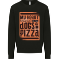 My Heart Belongs to Dogs & Pizza Funny Mens Sweatshirt Jumper Black