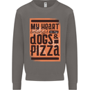 My Heart Belongs to Dogs & Pizza Funny Mens Sweatshirt Jumper Charcoal