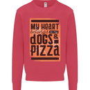 My Heart Belongs to Dogs & Pizza Funny Mens Sweatshirt Jumper Heliconia