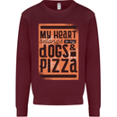 My Heart Belongs to Dogs & Pizza Funny Mens Sweatshirt Jumper Maroon