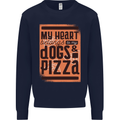 My Heart Belongs to Dogs & Pizza Funny Mens Sweatshirt Jumper Navy Blue
