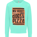 My Heart Belongs to Dogs & Pizza Funny Mens Sweatshirt Jumper Peppermint