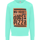 My Heart Belongs to Dogs & Pizza Funny Mens Sweatshirt Jumper Peppermint