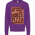 My Heart Belongs to Dogs & Pizza Funny Mens Sweatshirt Jumper Purple