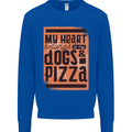 My Heart Belongs to Dogs & Pizza Funny Mens Sweatshirt Jumper Royal Blue
