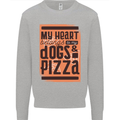 My Heart Belongs to Dogs & Pizza Funny Mens Sweatshirt Jumper Sports Grey
