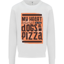 My Heart Belongs to Dogs & Pizza Funny Mens Sweatshirt Jumper White