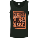 My Heart Belongs to Dogs & Pizza Funny Mens Vest Tank Top Black