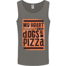 My Heart Belongs to Dogs & Pizza Funny Mens Vest Tank Top Charcoal