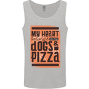 My Heart Belongs to Dogs & Pizza Funny Mens Vest Tank Top Sports Grey