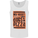 My Heart Belongs to Dogs & Pizza Funny Mens Vest Tank Top White