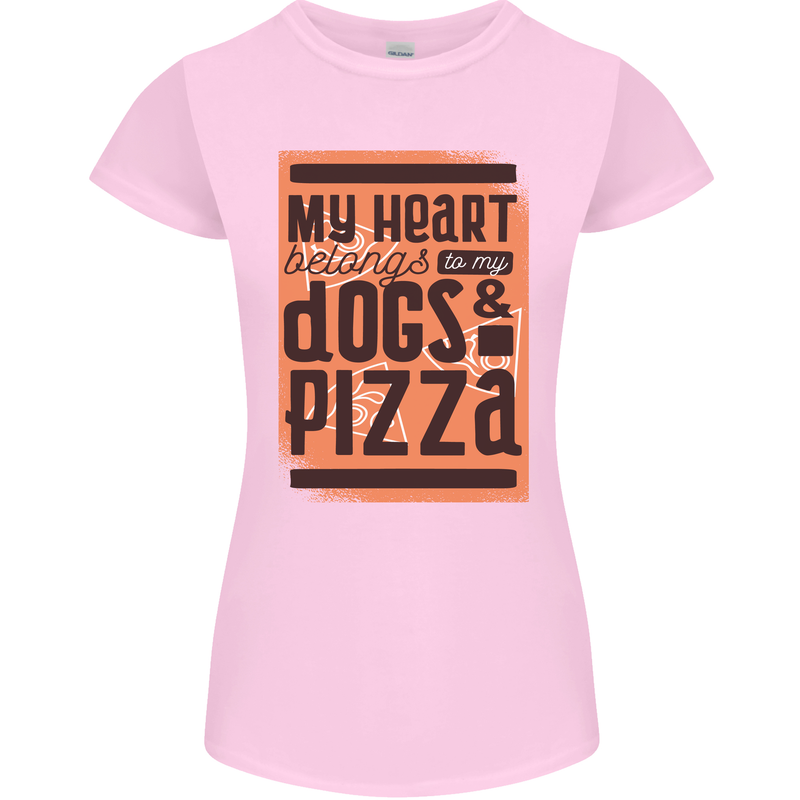 My Heart Belongs to Dogs & Pizza Funny Womens Petite Cut T-Shirt Light Pink