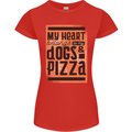 My Heart Belongs to Dogs & Pizza Funny Womens Petite Cut T-Shirt Red