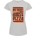 My Heart Belongs to Dogs & Pizza Funny Womens Petite Cut T-Shirt Sports Grey