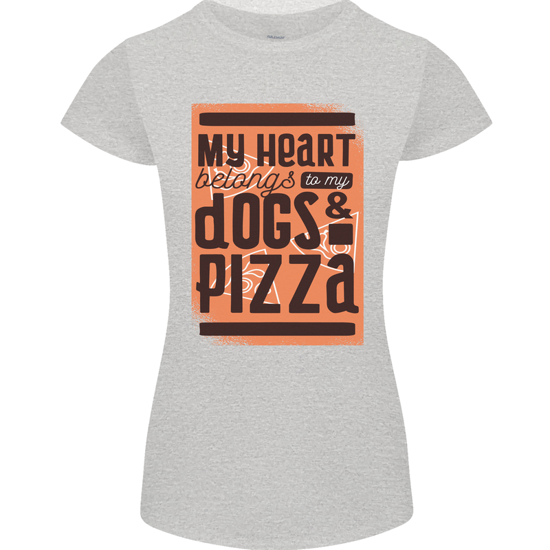My Heart Belongs to Dogs & Pizza Funny Womens Petite Cut T-Shirt Sports Grey
