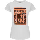 My Heart Belongs to Dogs & Pizza Funny Womens Petite Cut T-Shirt White