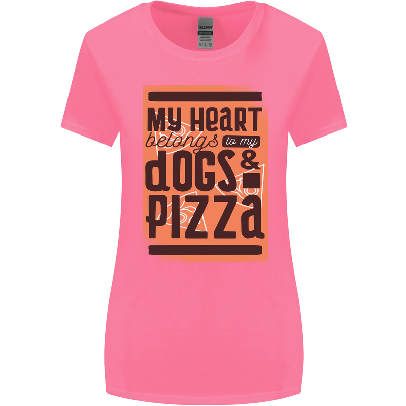 My Heart Belongs to Dogs & Pizza Funny Womens Wider Cut T-Shirt Azalea